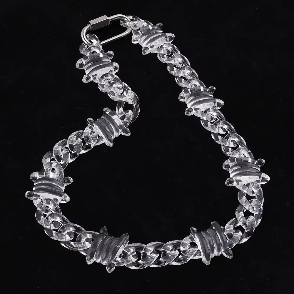 Clear Acrylic Jesus Pendant Necklace – Hip-Hop Style for Men