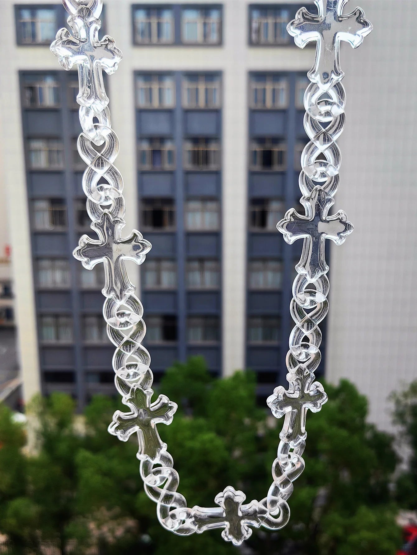 Clear Acrylic Jesus Pendant Necklace – Hip-Hop Style for Men