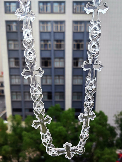 Clear Acrylic Jesus Pendant Necklace – Hip-Hop Style for Men