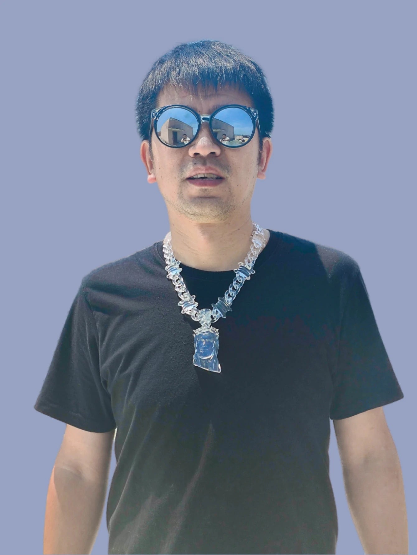 Clear Acrylic Jesus Pendant Necklace – Hip-Hop Style for Men