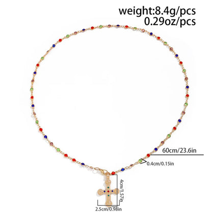 Y2K Crystal Cross Pendant Necklace – Long Y-Chain for Women
